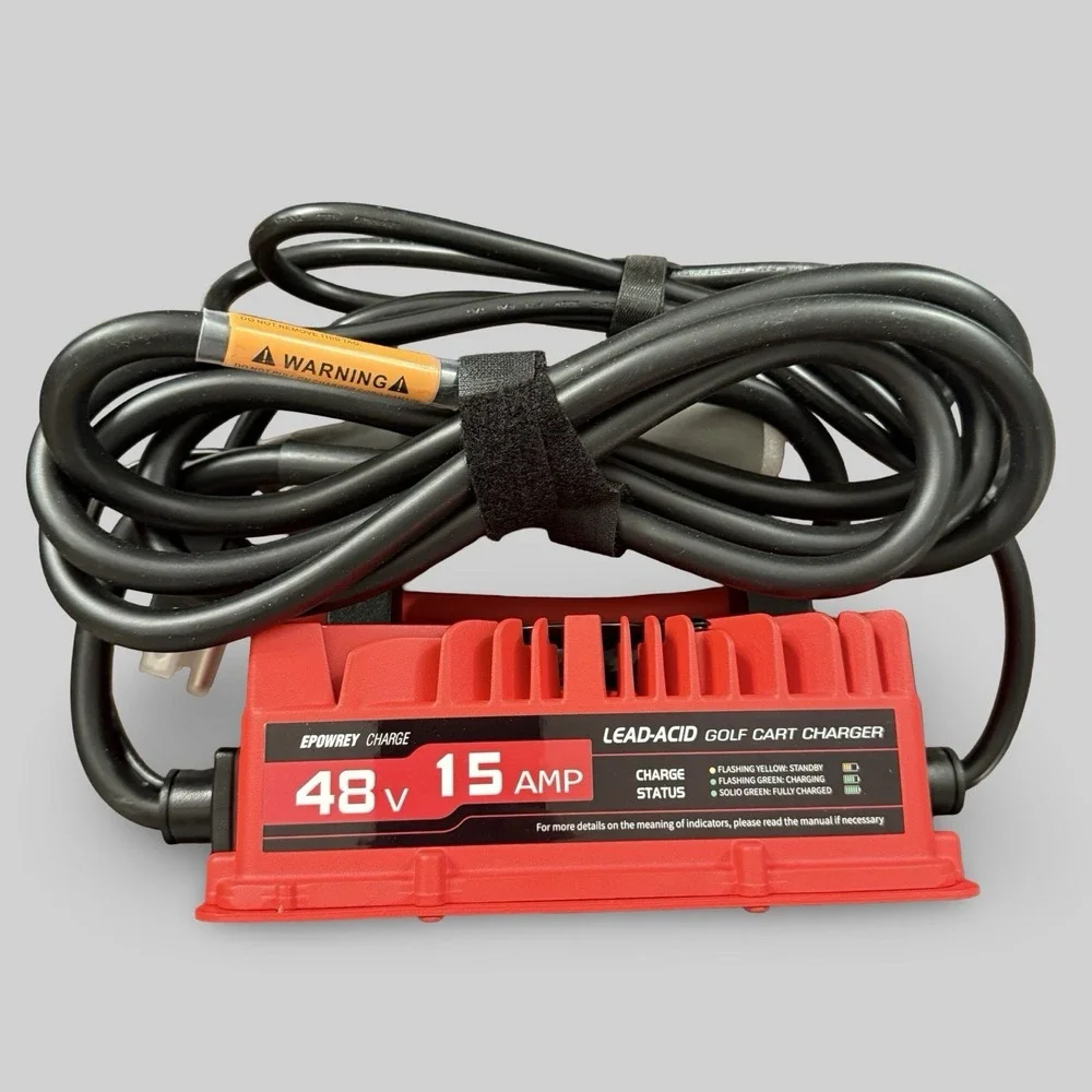 Epowery 15 AMP 48 Volt Golf Cart Battery Charger for Club Car 3-Pin Round Plug